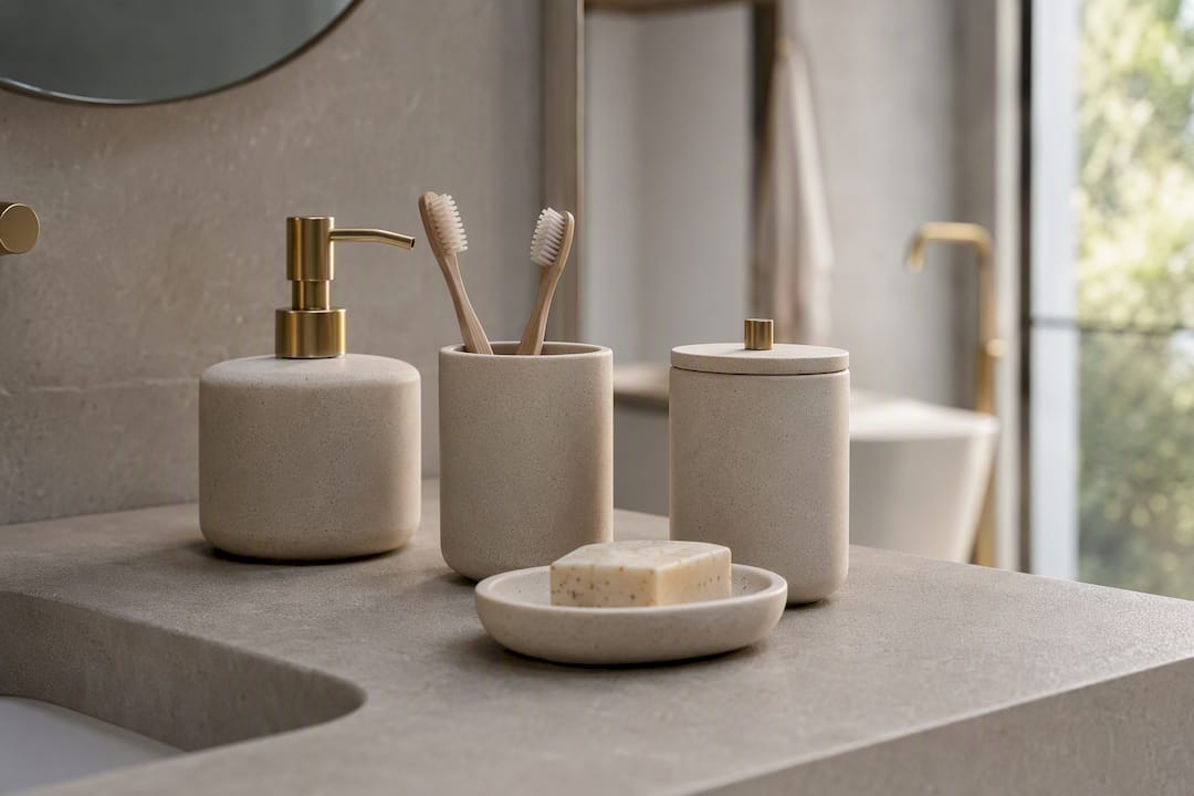 Dettagli di accessori da bagno in ceramica e resina