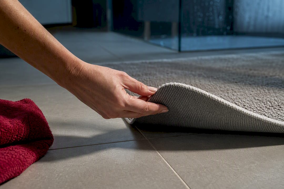Prova di aderenza su tappeto da bagno
