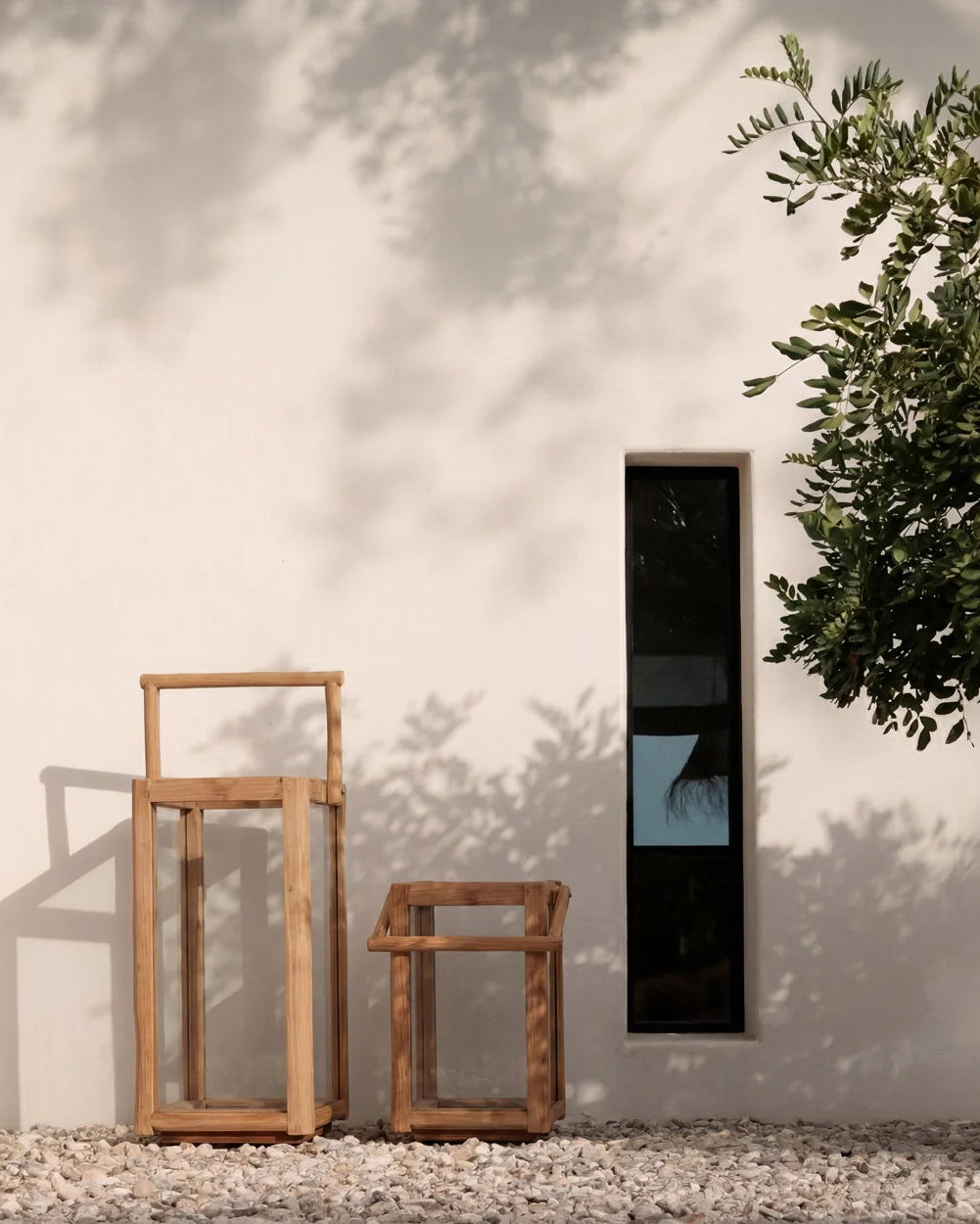 Nusa L - Lanterna in teak e vetro