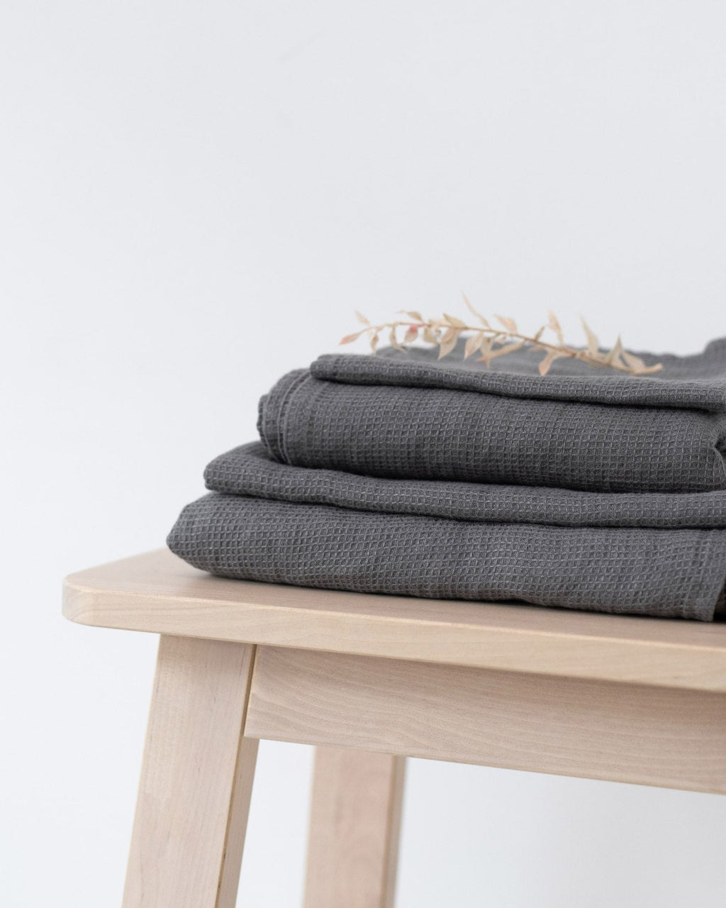 Small Waffle - set 3 asciugamani in lino grigio scuro