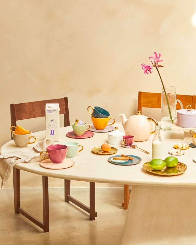 Good morning - Set 4 tazze da Tè blu verde