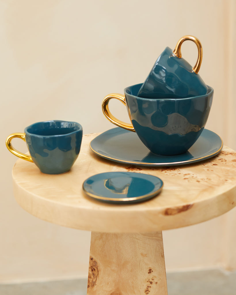 Good morning - Set 4 tazze da Tè blu verde