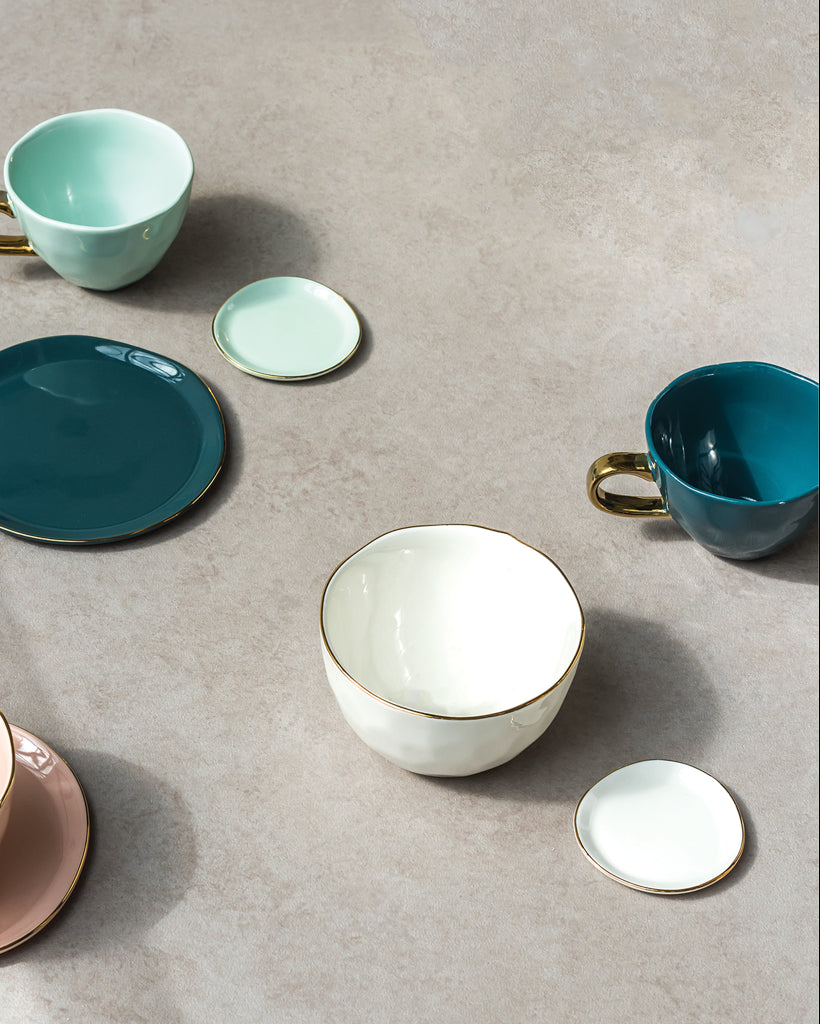 Good morning - Set 4 tazze da Tè blu verde