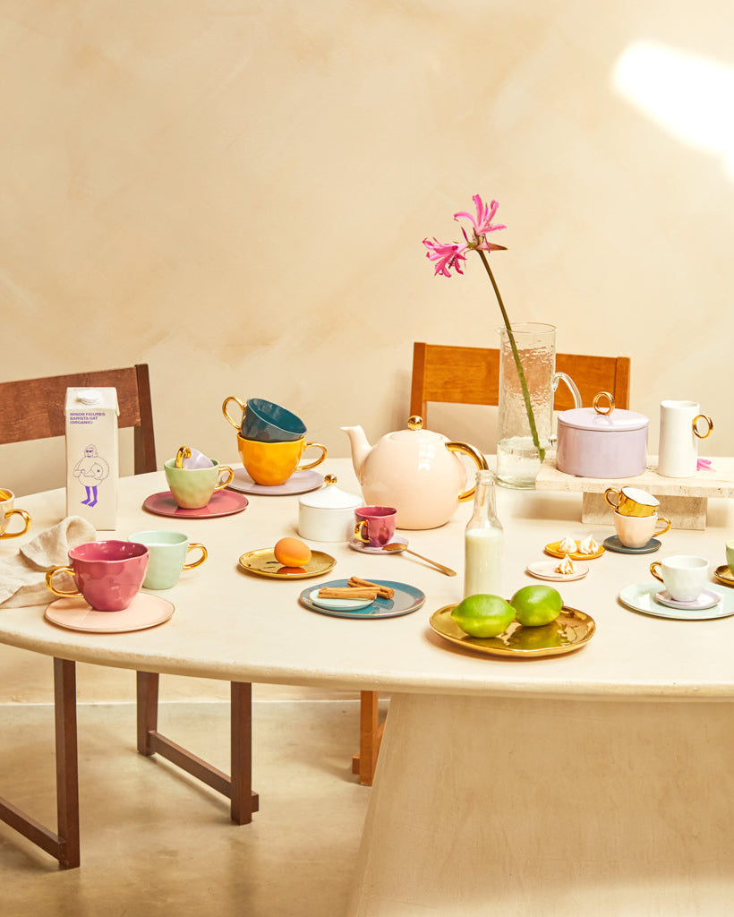 Good Morning - Set 4 piatti dorati, Ø14 cm