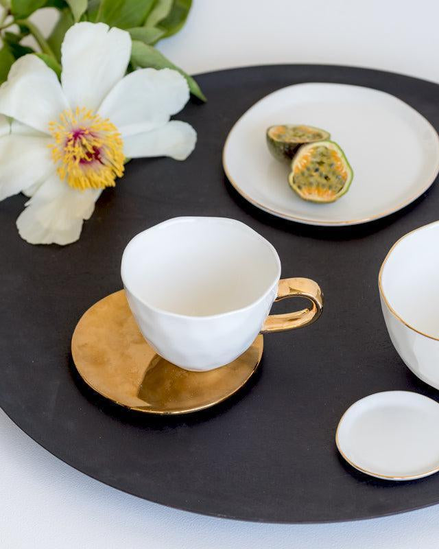 Good Morning - Set 4 piatti dorati, Ø14 cm