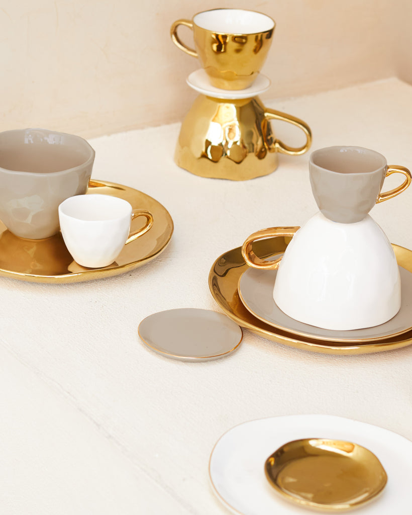 Good Morning - Set 4 piatti dorati, Ø14 cm