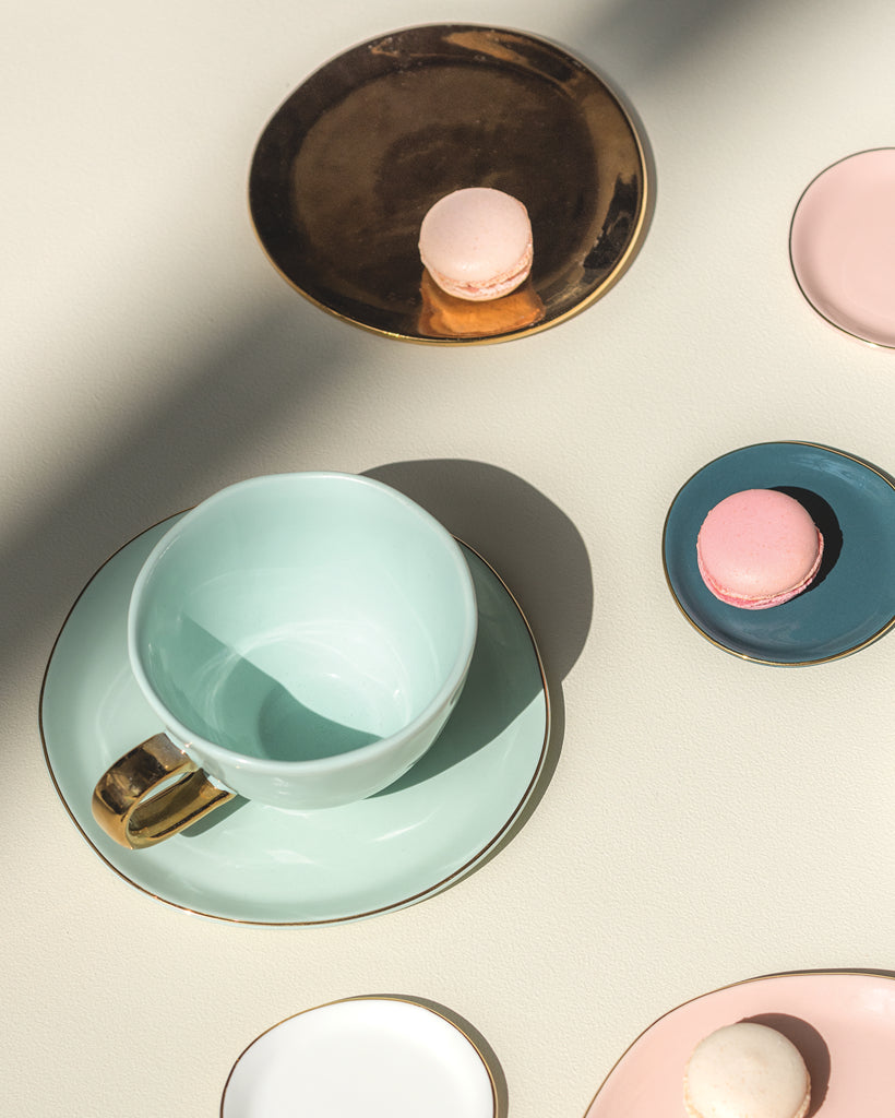 Good Morning - Set 4 piatti dorati, Ø14 cm