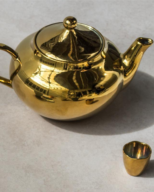 Good Morning -  Teiera dorata in ceramica