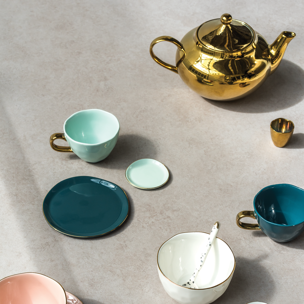 Good Morning -  Teiera dorata in ceramica