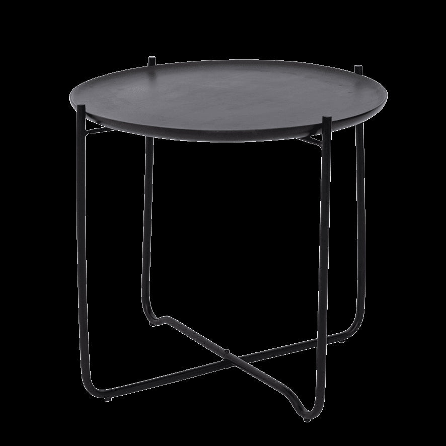 Fez S - Tavolino con vassoio da portata in legno e acciaio