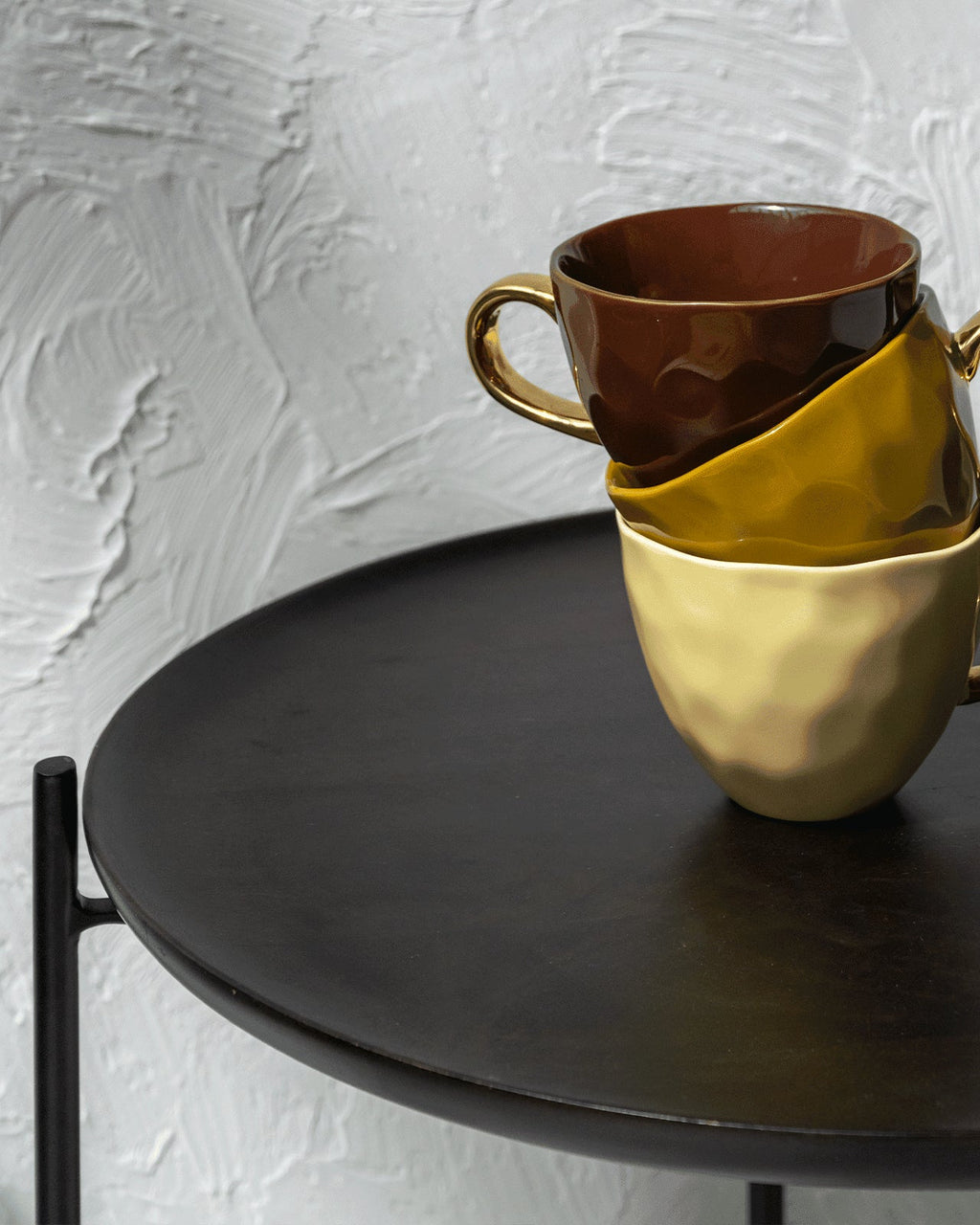 Fez S - Tavolino con vassoio da portata in legno e acciaio