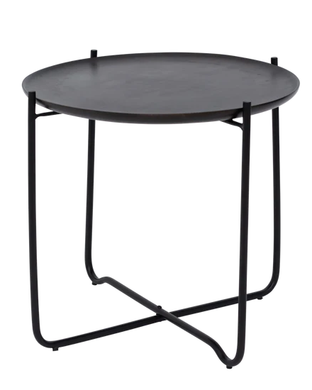 Fez S - Tavolino con vassoio da portata in legno e acciaio