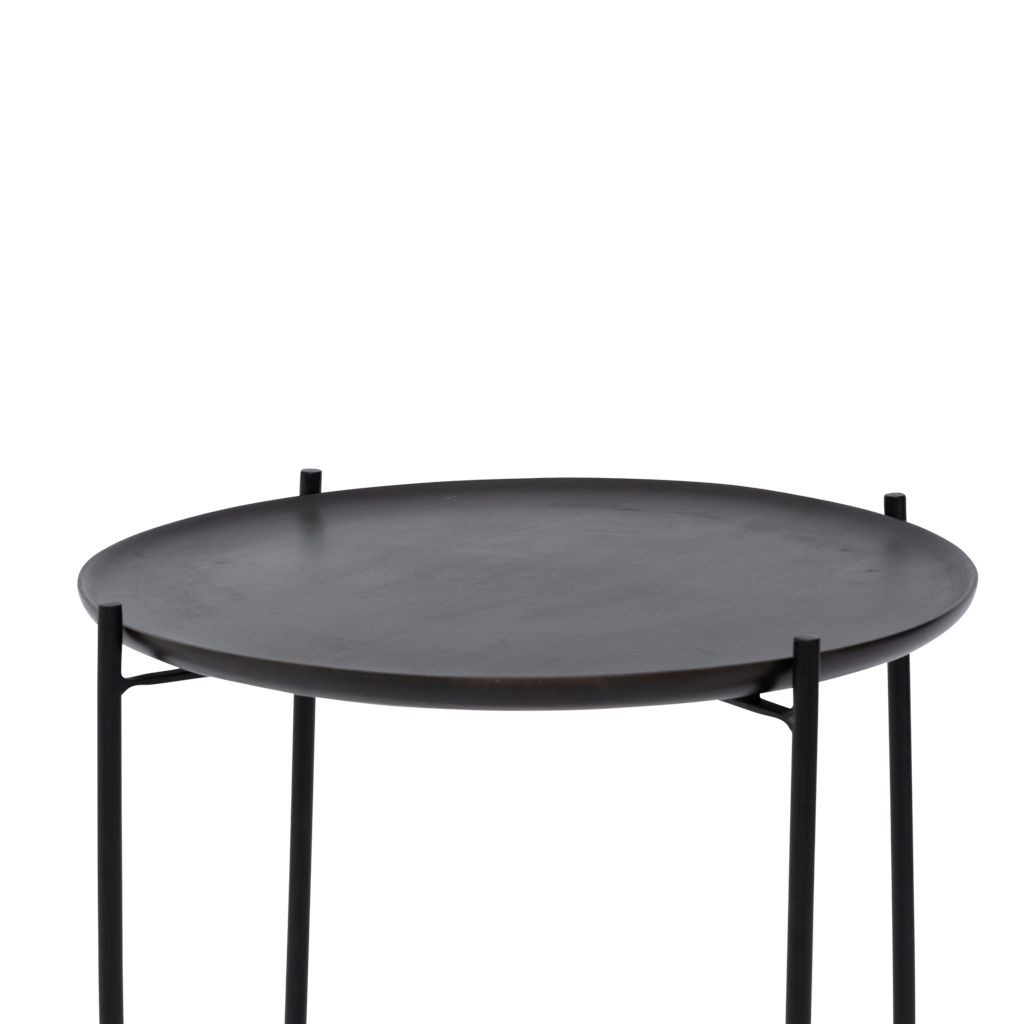 Fez S - Tavolino con vassoio da portata in legno e acciaio