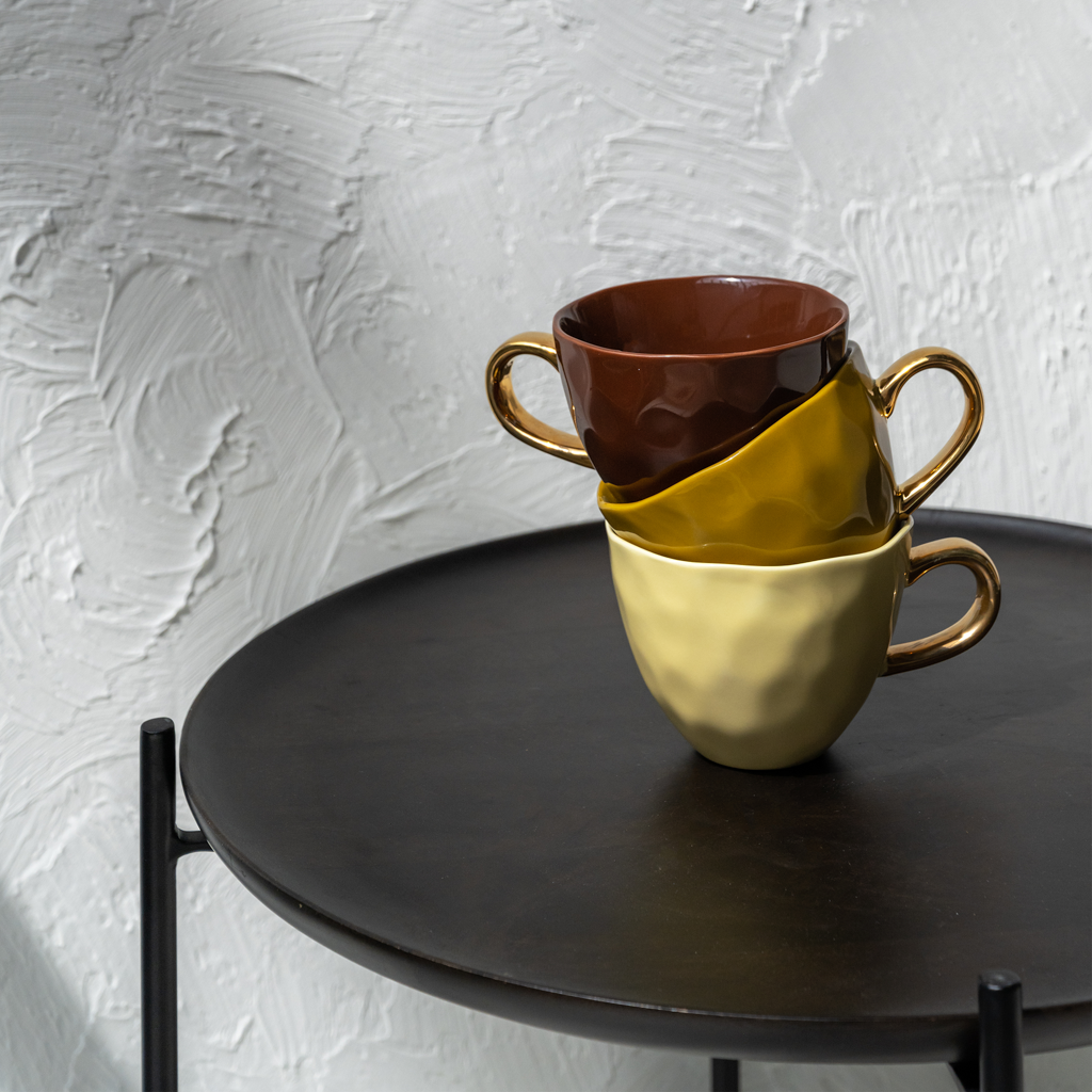 Fez S - Tavolino con vassoio da portata in legno e acciaio