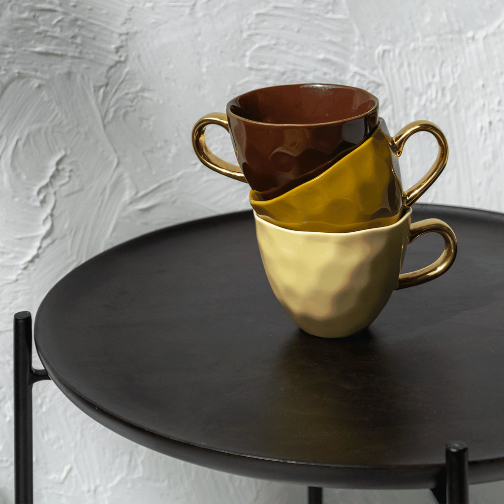 Fez S - Tavolino con vassoio da portata in legno e acciaio