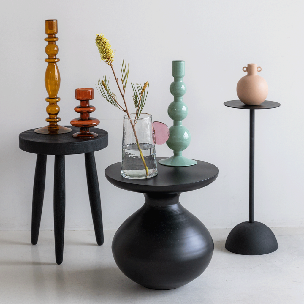 Tummy - Side table in metallo, nero