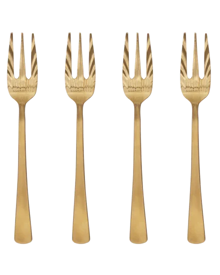 Gold - Set di 4 forchettine da dolce, confezione regalo
