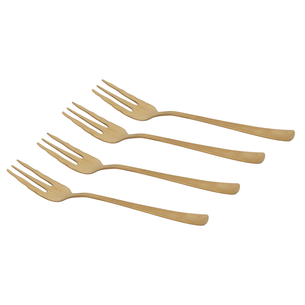Gold - Set di 4 forchettine da dolce, confezione regalo