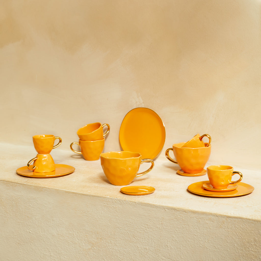 Good Morning - set 4 piattini da tazzina caramello, Ø9 cm