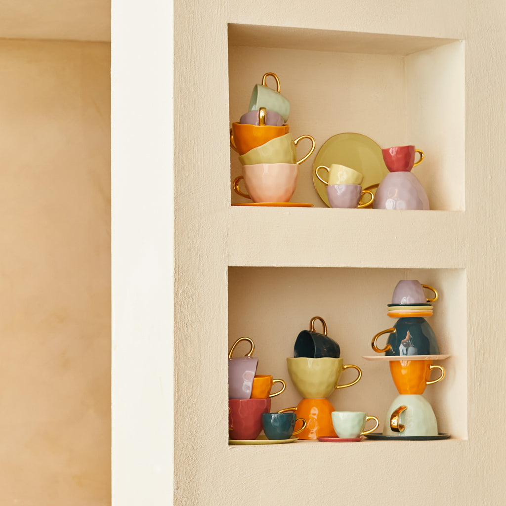 Good Morning - Set 4 piatti in ceramica caramello, Ø17 cm