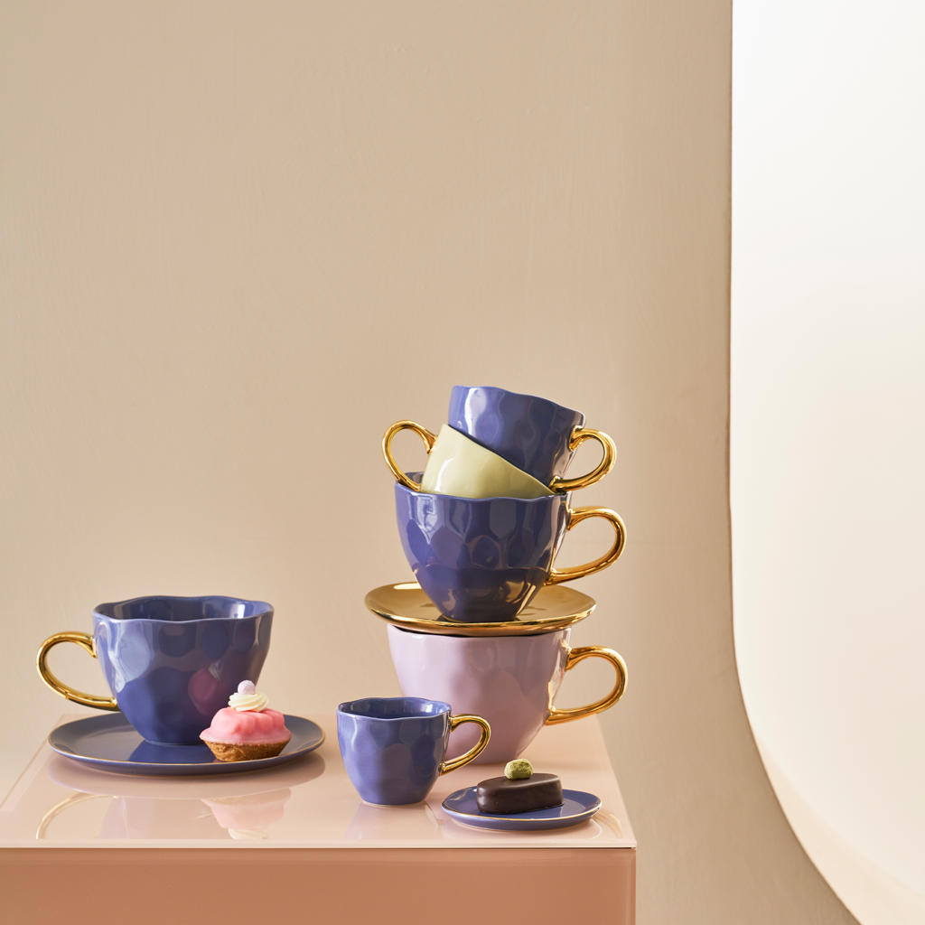 Good Morning - Set 4 piattini per tazza da caffè lilla, Ø9 cm