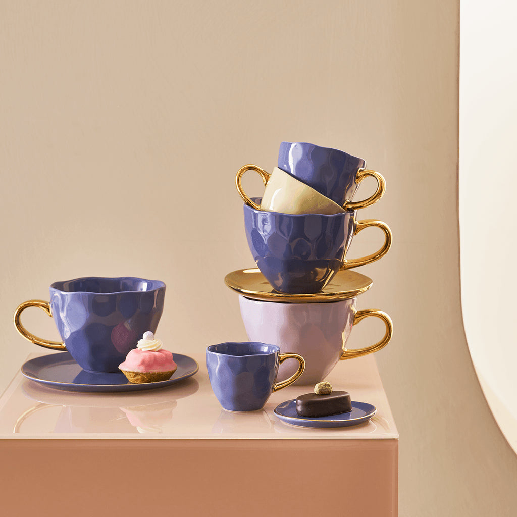 Good Morning - Set 4 piattini per tazza da caffè lilla, Ø9 cm