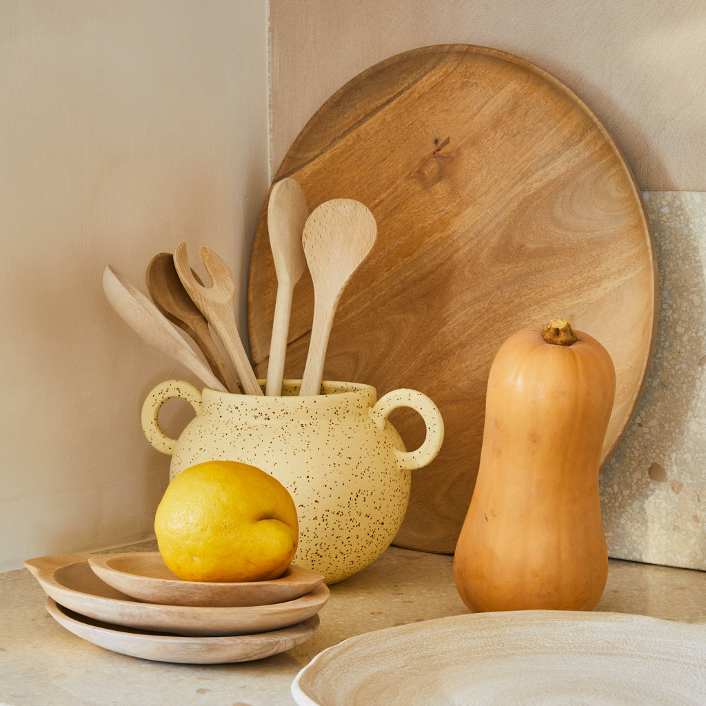 Bila - Vassoio da portata rotondo in legno di mango