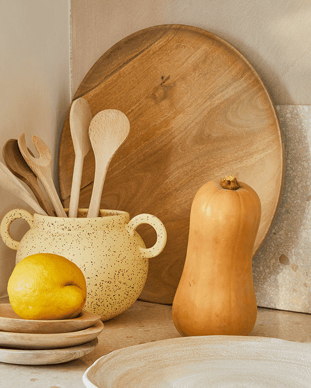 Bila - Vassoio da portata rotondo in legno di mango