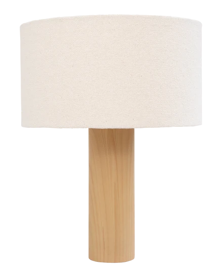 Elyn - Lampada da tavolo con base in ceramica effetto legno
