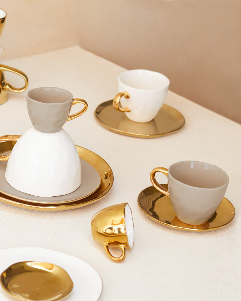 Good Morning - Set 4 piattini dorati, diam. 9 cm