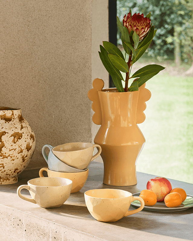 Circolo - vaso in ceramica arancione pastello