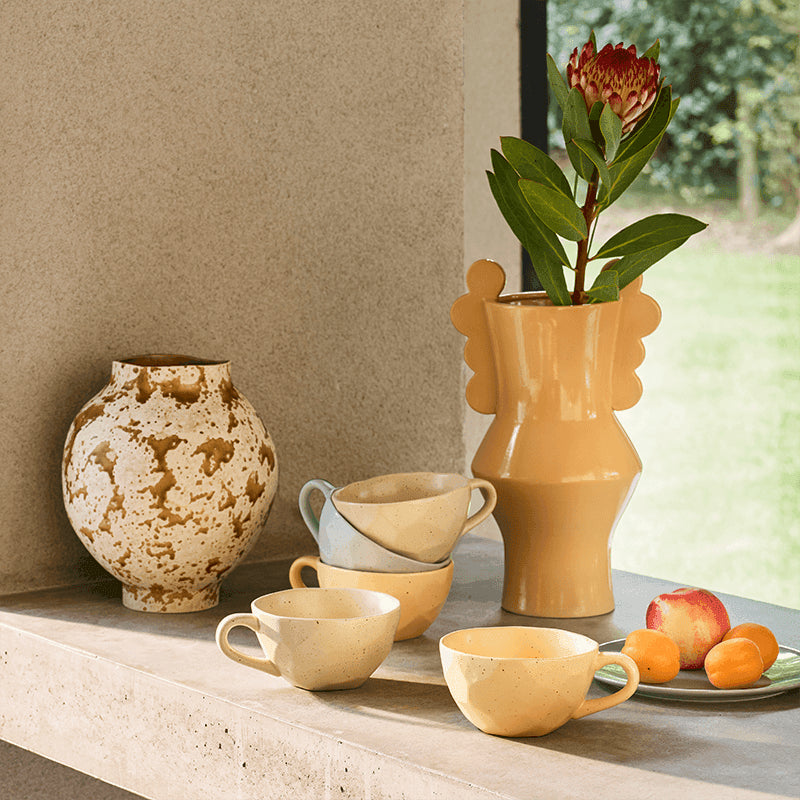 Circolo - vaso in ceramica arancione pastello