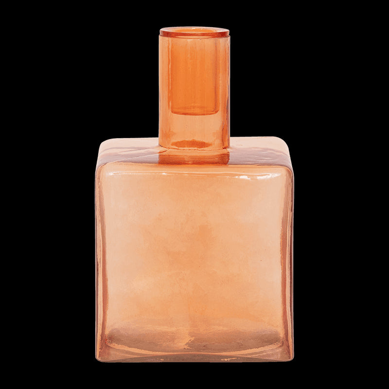 Cubico - Portacandele in vetro riciclato arancione