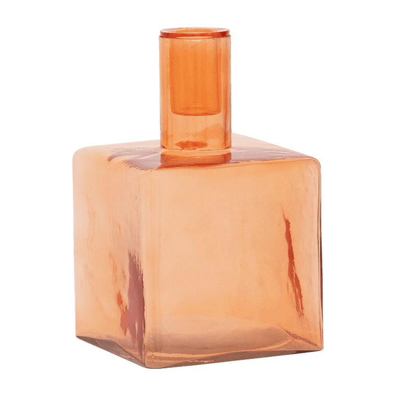 Cubico - Portacandele in vetro riciclato arancione