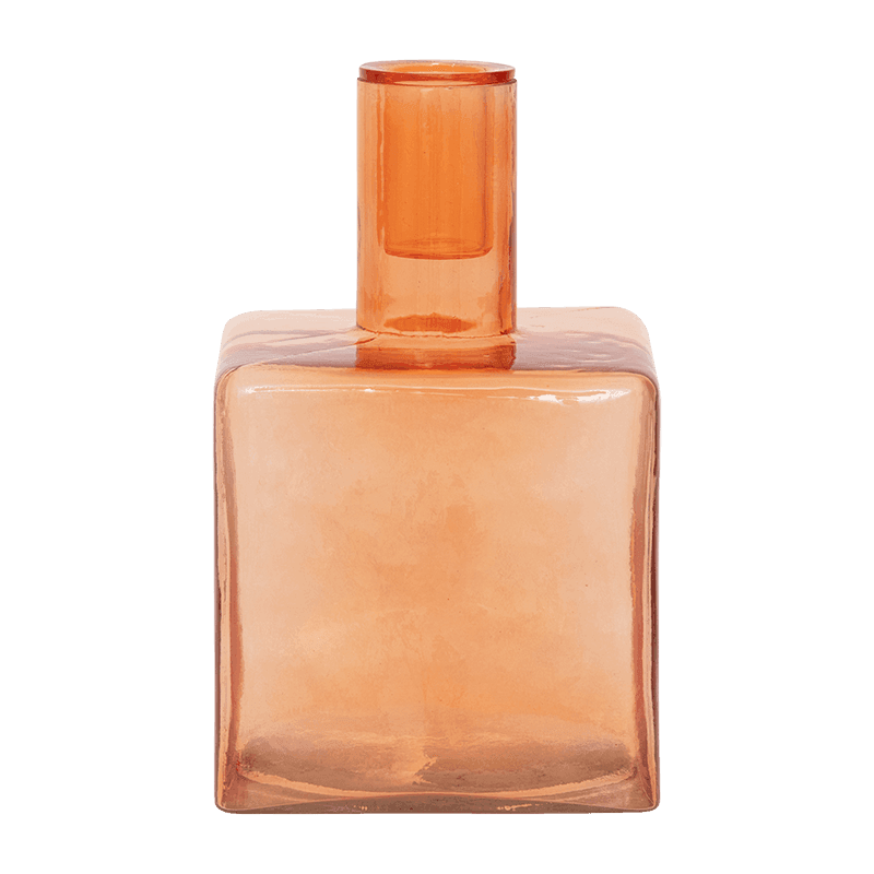 Cubico - Portacandele in vetro riciclato arancione