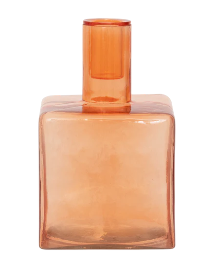 Cubico - Portacandele in vetro riciclato arancione