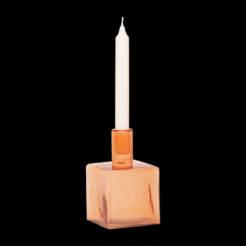 Cubico - Portacandele in vetro riciclato arancione