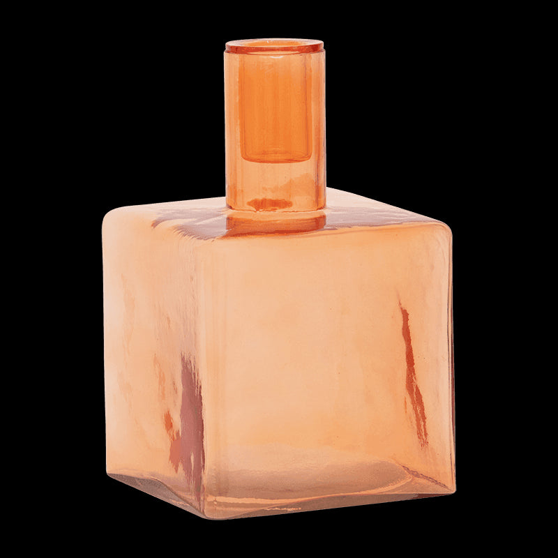Cubico - Portacandele in vetro riciclato arancione