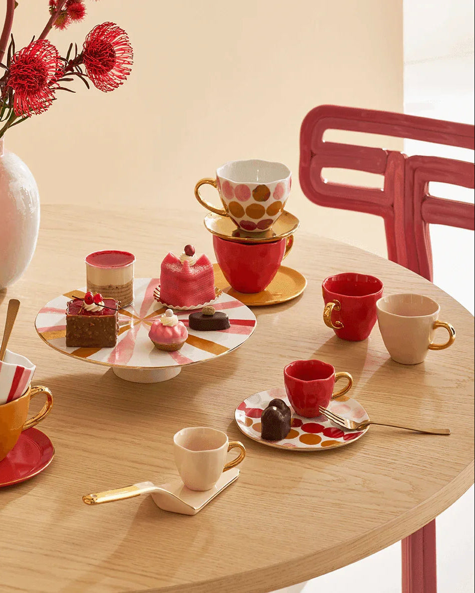 Good Morning - Set 4 tazze da tè rosse