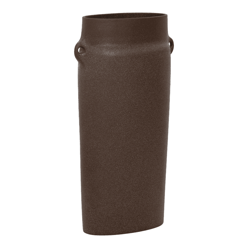 Oreille - Vaso alto con manici in ceramica marrone