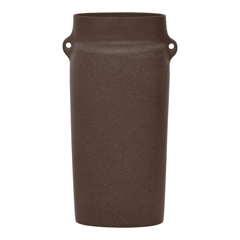 Oreille - Vaso alto con manici in ceramica marrone
