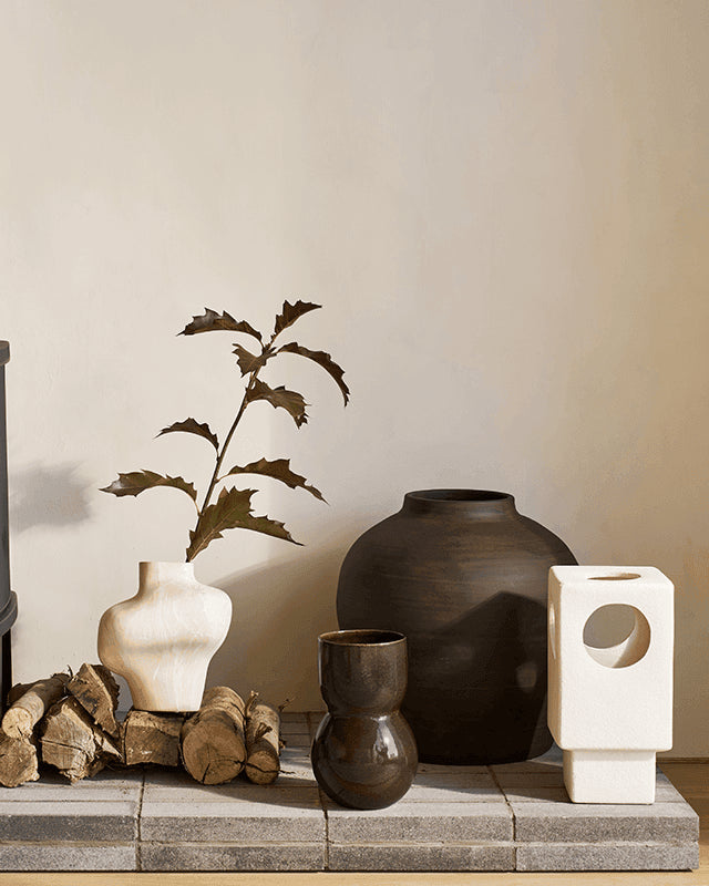 Noan - Vaso in ceramica marrone scuro