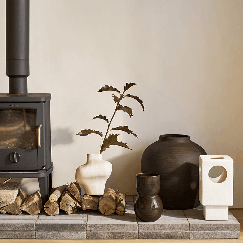 Noan - Vaso in ceramica marrone scuro