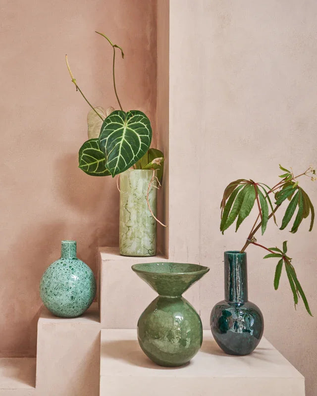 Lunare - vaso in terracotta verde scuro