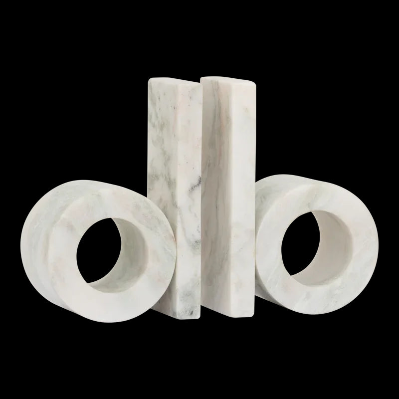 Orlin - coppia di fermalibri in marmo bianco