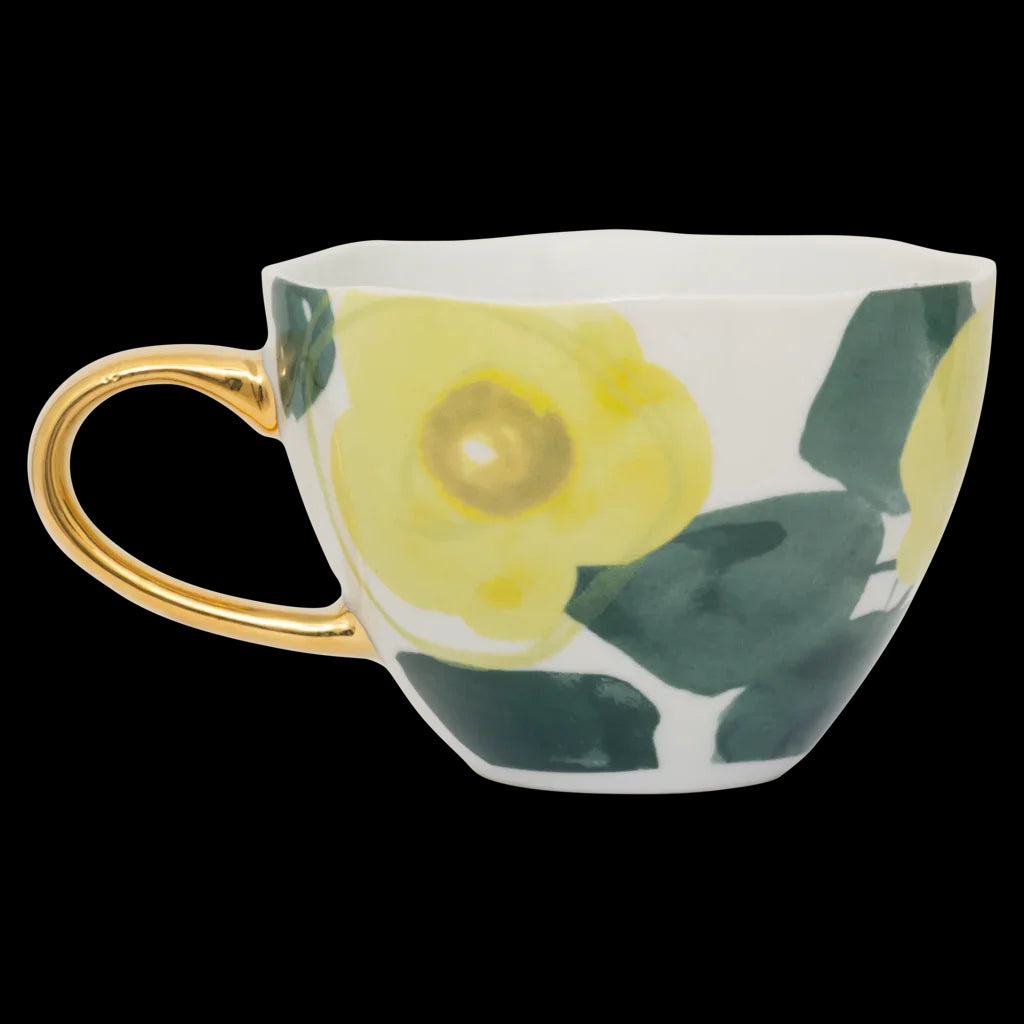 Good Morning - Tazza da tè con fiori dipinti a mano