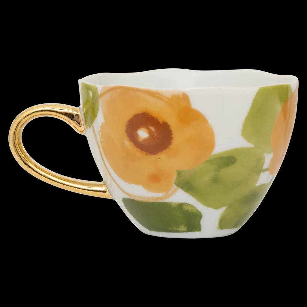 Good Morning - Tazza da the Floral, dipinta a mano