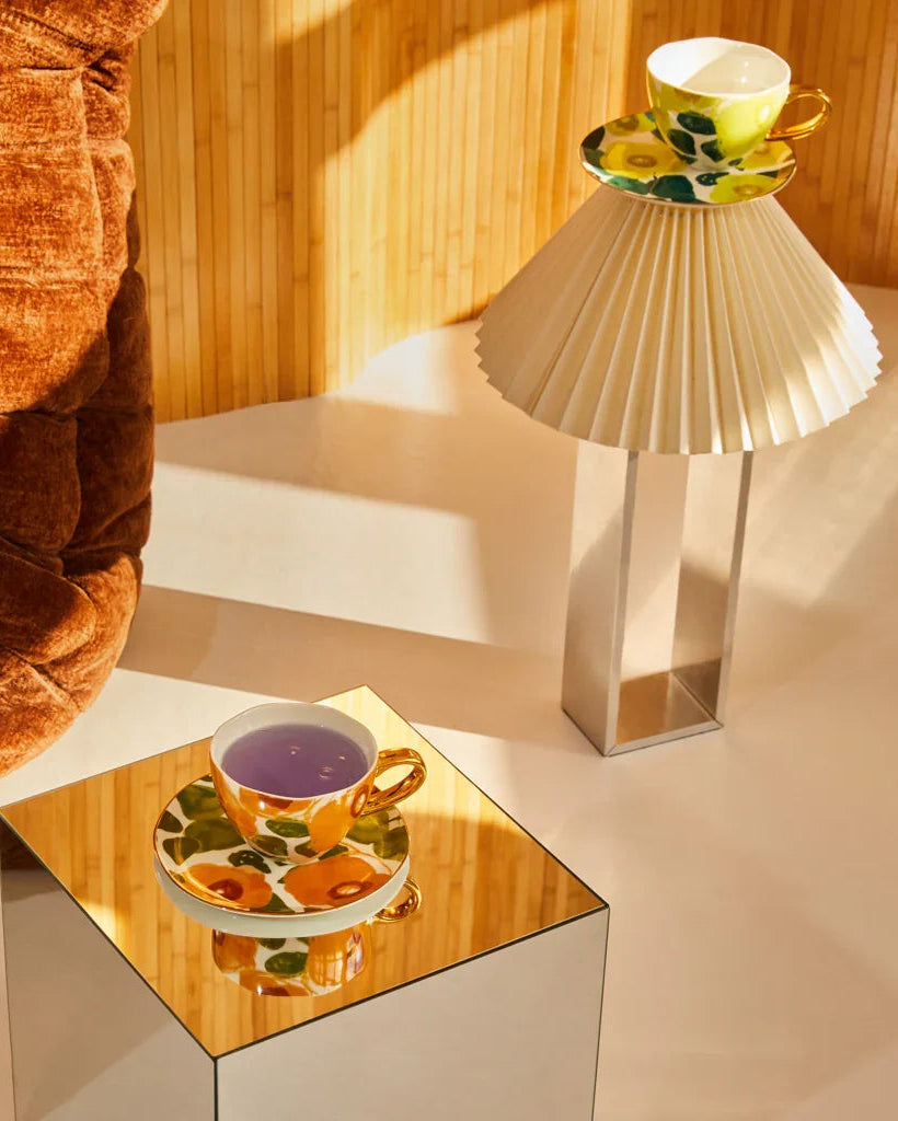 Good Morning - Tazza da the Floral, dipinta a mano