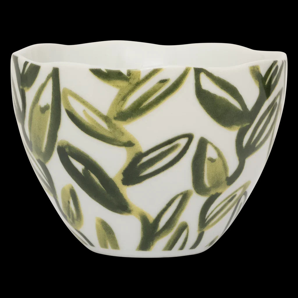 Good Morning - tazza decorata con foglie di tè verdi dipinte a mano