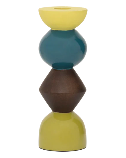 Signe. - Portacandele in legno di mango